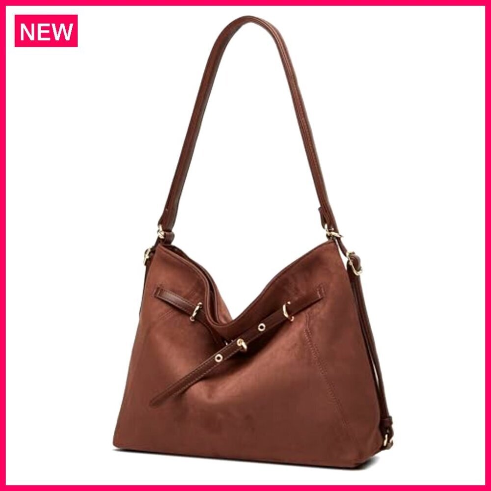 Large Suede Tote Bag Crossbody Shoulder Purse Hobo Satchel - Picture 6 of 8